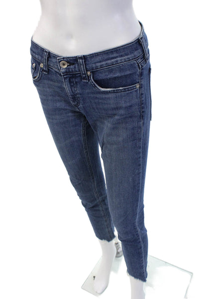 Rag & Bone Women Ankle Cropped Skinny Jeans Dark Blue Petite Size 23
