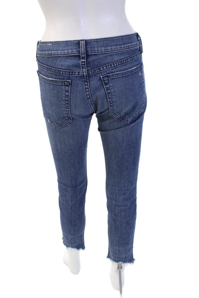 Rag & Bone Women Ankle Cropped Skinny Jeans Dark Blue Petite Size 23
