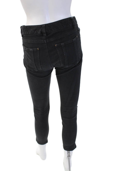Alice + Olivia Womens Skinny Ankle Jeans Black Low Rise Button Size 2