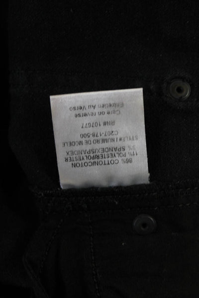 Alice + Olivia Womens Skinny Ankle Jeans Black Low Rise Button Size 2
