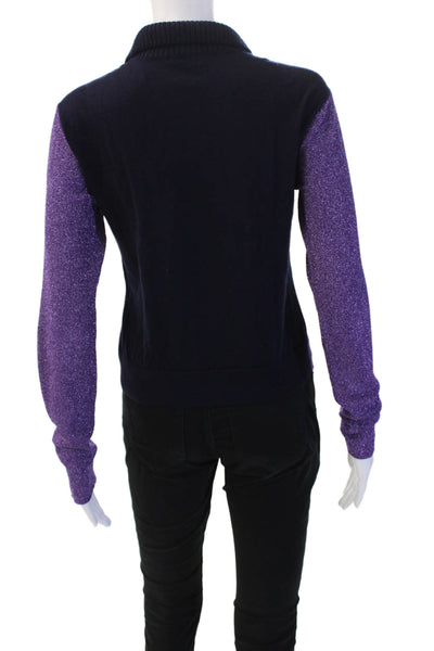 Rachel Comey Womens Henley Purple Viscose Sweater Collared Size S