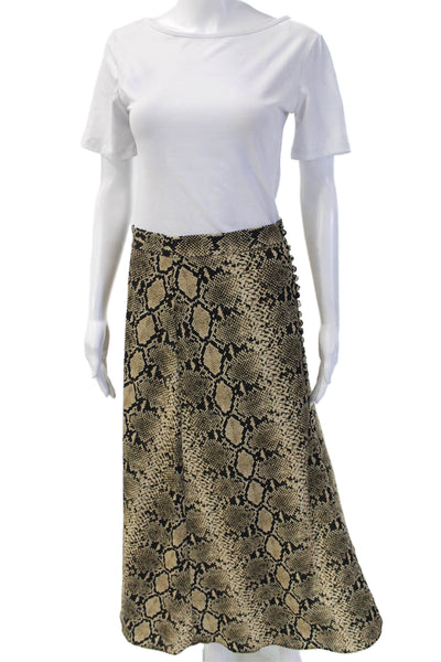 Zara Woman Womens A-Line Midi Skirt Beige Animal Print Size S