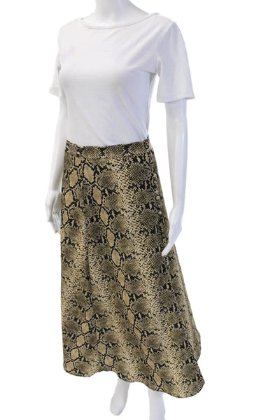 Zara Woman Womens A-Line Midi Skirt Beige Animal Print Size S