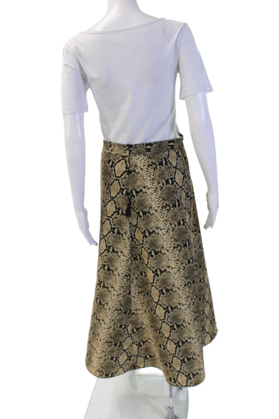 Zara Woman Womens A-Line Midi Skirt Beige Animal Print Size S