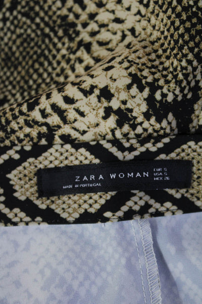 Zara Woman Womens A-Line Midi Skirt Beige Animal Print Size S