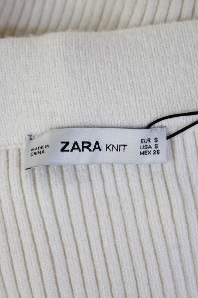 Zara Knit Women Straight Pencil Midi Striped White Skirt Size S