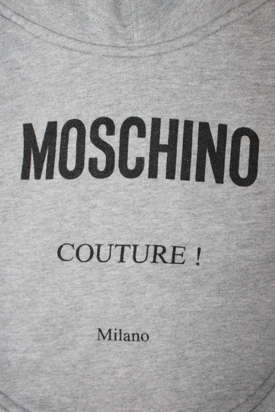 Moschino Couture Cotton Button Down Hoodie Jacket Gray Size 35