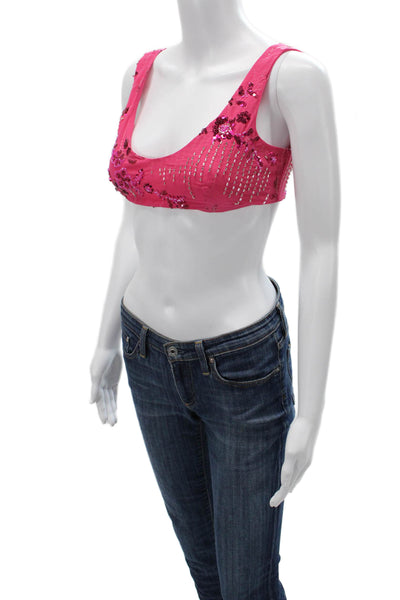 Peppermayo Womens Pink Geometric Scoop Neck Sleeveless Bralette Size 2