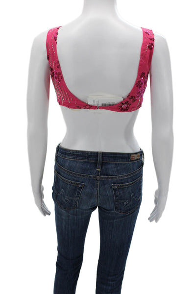 Peppermayo Womens Pink Geometric Scoop Neck Sleeveless Bralette Size 2