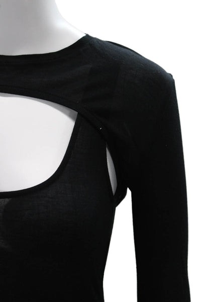Zara Womens Black Modal Blend Square Neck Long Sleeve Top Gothic Size S