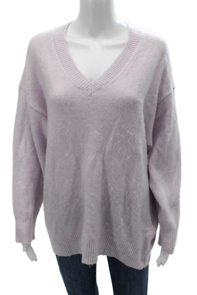 Zara Women Pink V-Neck Pullover Sweater Long Sleeve Acrylic Nylon Size S