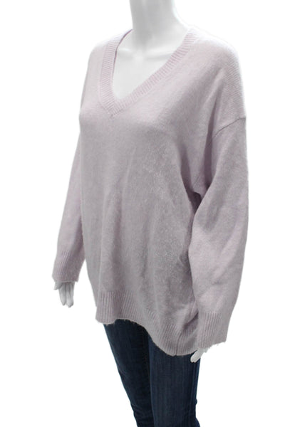 Zara Women Pink V-Neck Pullover Sweater Long Sleeve Acrylic Nylon Size S