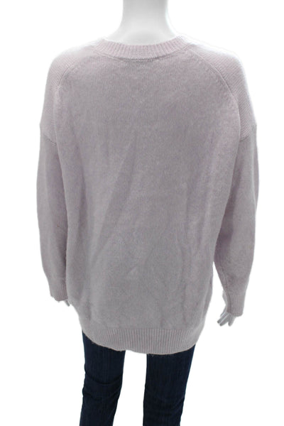 Zara Women Pink V-Neck Pullover Sweater Long Sleeve Acrylic Nylon Size S