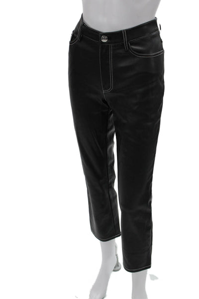 Staud Womens Ankle Cropped Biker Pants Black 100% Polyurethane Size 4