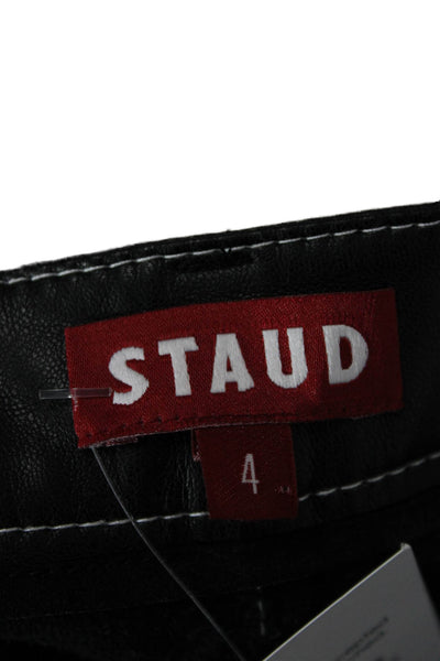 Staud Womens Ankle Cropped Biker Pants Black 100% Polyurethane Size 4