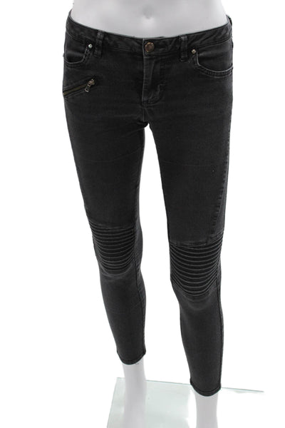 Zara Basic Womens Skinny Ankle Jeans Black Mid Rise Size 2