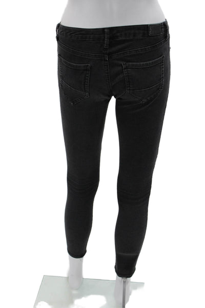 Zara Basic Womens Skinny Ankle Jeans Black Mid Rise Size 2