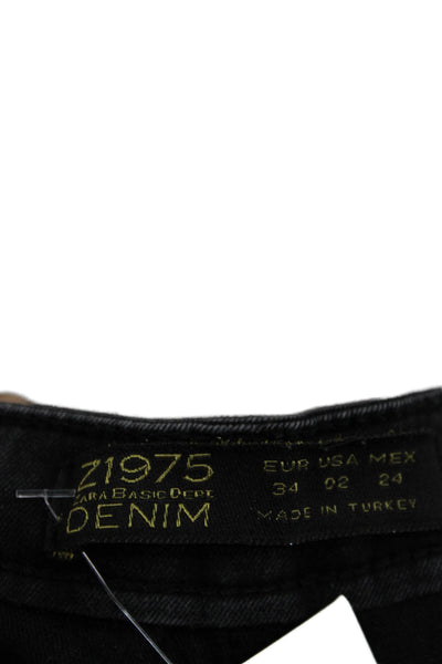 Zara Basic Womens Skinny Ankle Jeans Black Mid Rise Size 2