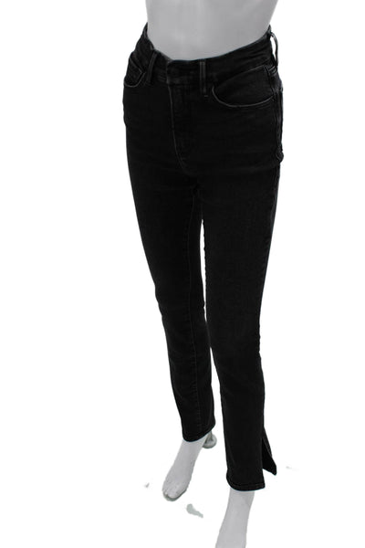 Good American Women Skinny Straight Jeans Black Mid Rise Size 2