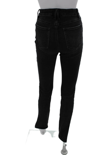 Good American Women Skinny Straight Jeans Black Mid Rise Size 2