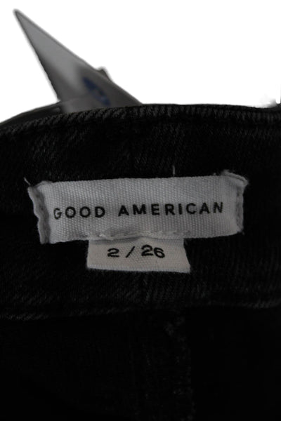 Good American Women Skinny Straight Jeans Black Mid Rise Size 2