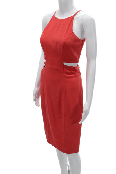 Badgley Mischka Womens Red Bodycon Sheath High Neck Sleeveless Dress Size 2