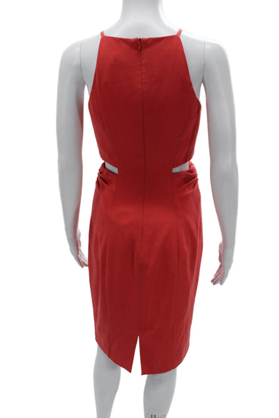 Badgley Mischka Womens Red Bodycon Sheath High Neck Sleeveless Dress Size 2