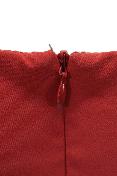 Badgley Mischka Womens Red Bodycon Sheath High Neck Sleeveless Dress Size 2