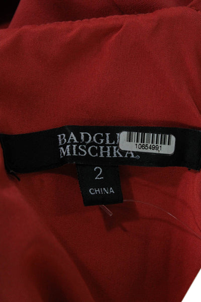 Badgley Mischka Womens Red Bodycon Sheath High Neck Sleeveless Dress Size 2