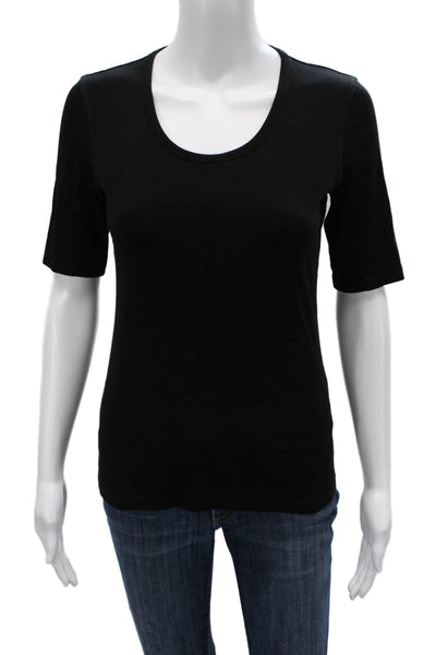 Theory Women Basic Black Pima Cotton Short Sleeve T Shirt Round Neck Size S