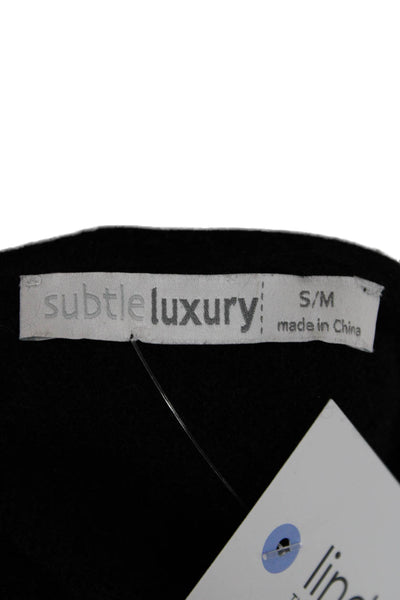 Subtle Luxury Womens Black Cashmere Blend Classic 3/4 Sleeve Sweater Size M