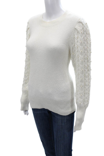 Rachel Parcell Women Pullover Sweater White Crew Neck Long Sleeve Size XS
