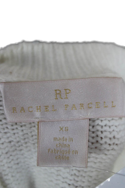 Rachel Parcell Women Pullover Sweater White Crew Neck Long Sleeve Size XS