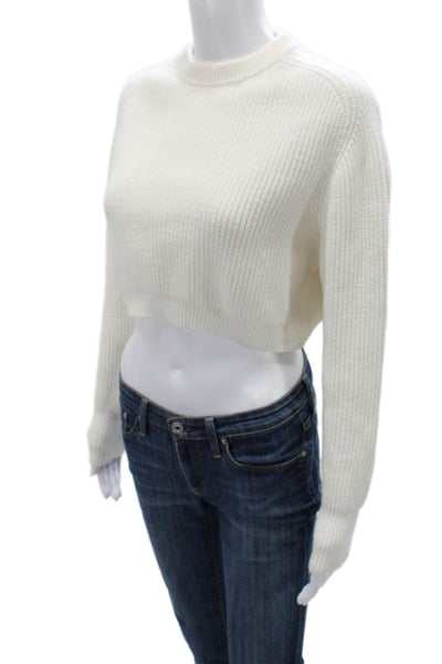 Zara Womens Pullover Sweater Long Sleeve Crew Neck White Size S