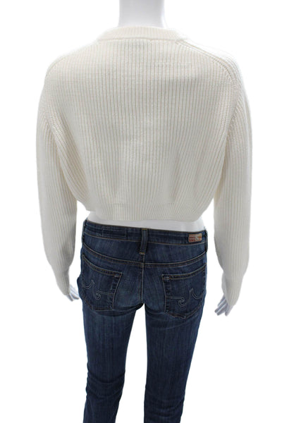 Zara Womens Pullover Sweater Long Sleeve Crew Neck White Size S