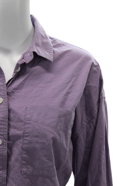 Madewell Womens Basic Collared Button-Up Purple Cotton Long Sleeve Size S