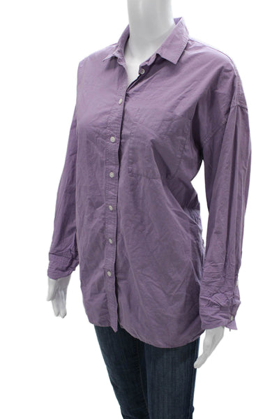 Madewell Womens Basic Collared Button-Up Purple Cotton Long Sleeve Size S