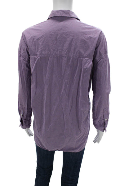 Madewell Womens Basic Collared Button-Up Purple Cotton Long Sleeve Size S