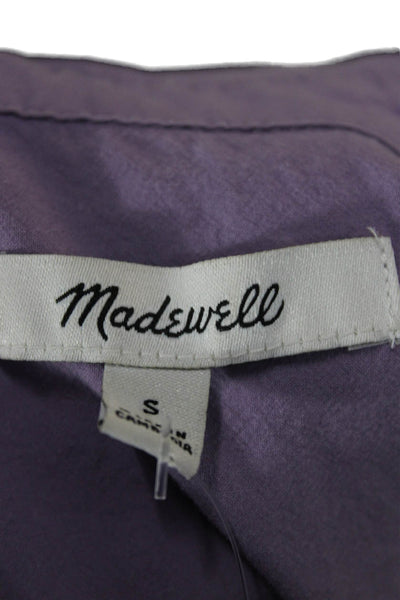 Madewell Womens Basic Collared Button-Up Purple Cotton Long Sleeve Size S