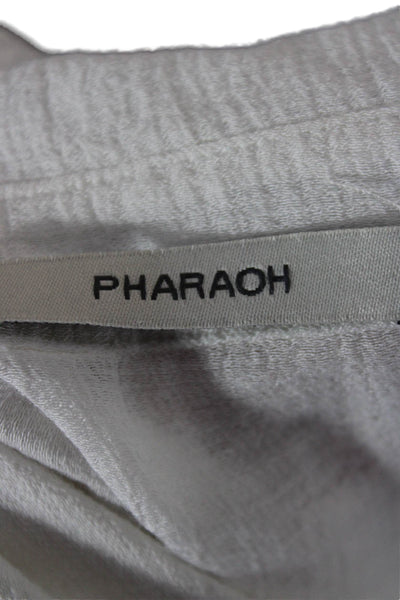 Pharaoh Womens Collared Button Solid Long Sleeve Blouse White Size 1