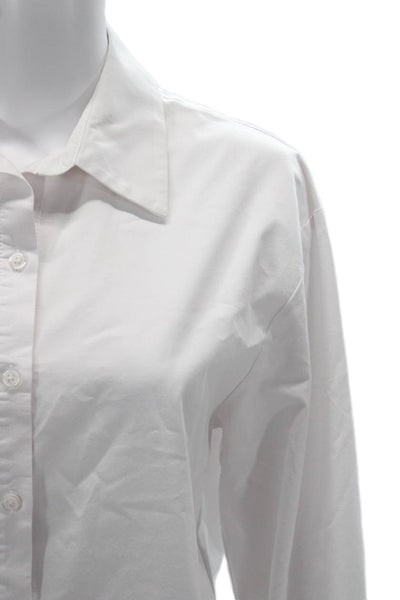 Drew Women Basic Collared White Button-Up Long Sleeve Top Size S