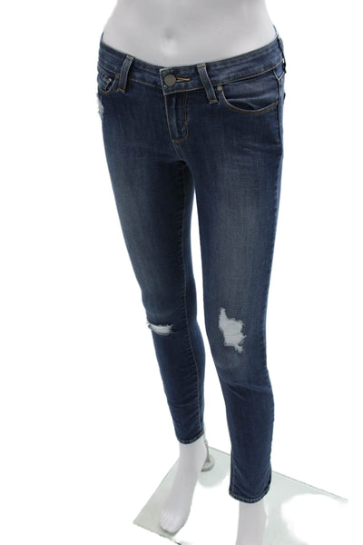 Paige Womens Skinny Ankle Jeans Dark Blue Size 25