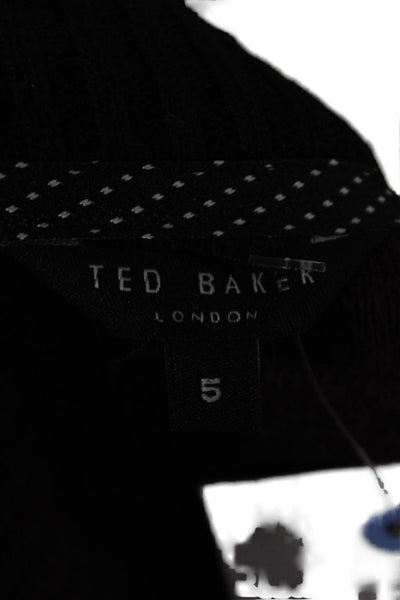 Ted Baker London Mens Full Zip Striped Mock Neck Sweater Purple Size 5
