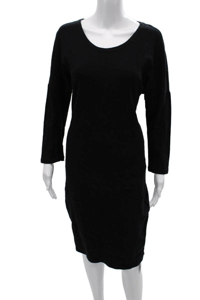 Standard James Perse Women Sweater Dress Black Long Sleeve Mid Calf Size 3