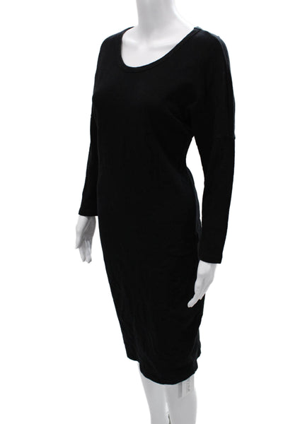 Standard James Perse Women Sweater Dress Black Long Sleeve Mid Calf Size 3