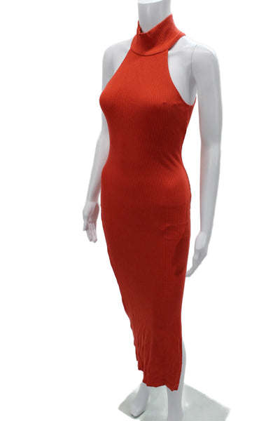 The Range Womens Bodycon Sweater Dress Orange Sleeveless Mock Neck Size S