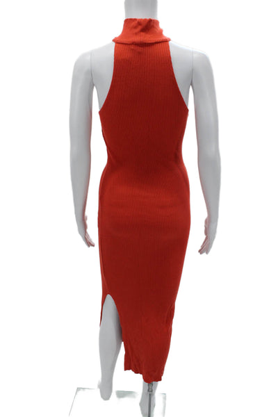 The Range Womens Bodycon Sweater Dress Orange Sleeveless Mock Neck Size S