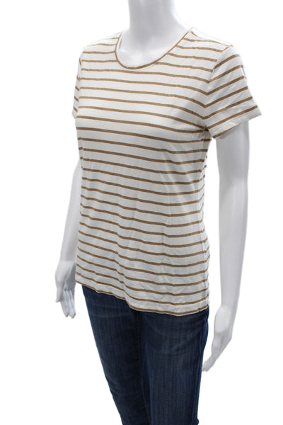 Banana Republic Womens White Striped Short Sleeve Round Neck T-Shirt Size S