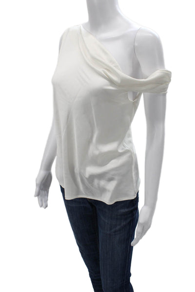 Banana Republic Women White Sleeveless Classic Blouse Polyester Spandex Size S