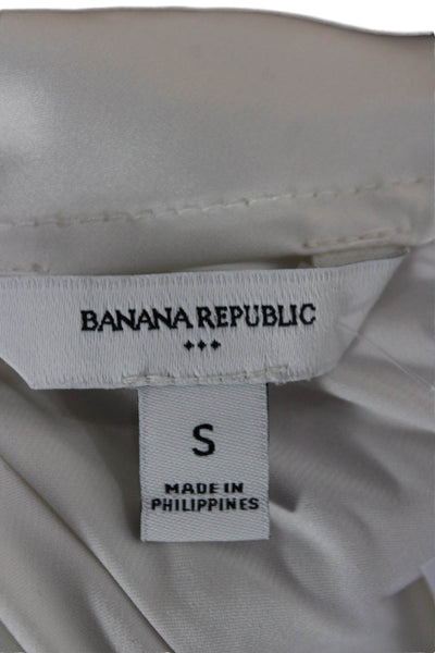 Banana Republic Women White Sleeveless Classic Blouse Polyester Spandex Size S